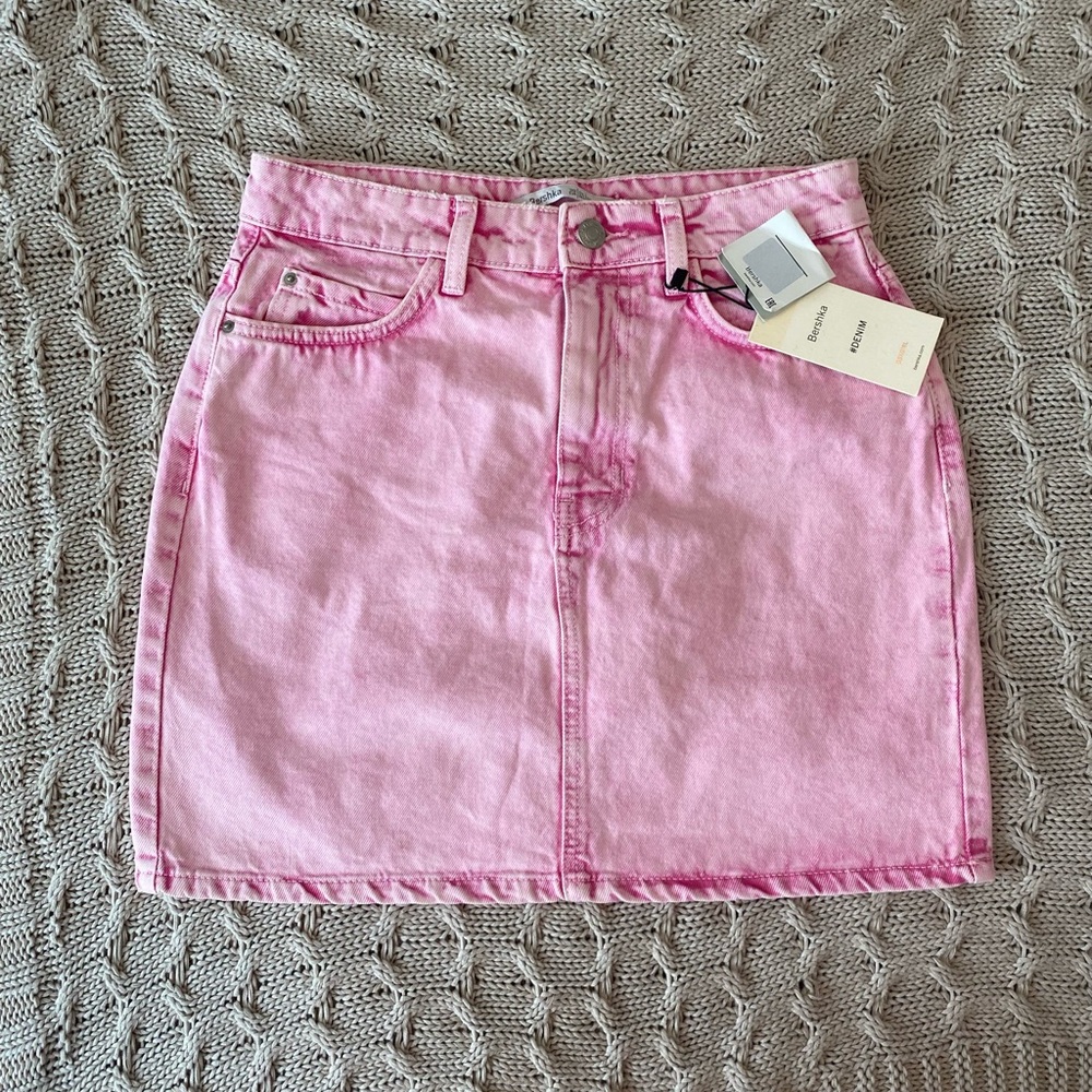 Bershka Light Pink Denim Skirt
